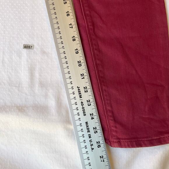 Express Women Cropped Leggings size 6 Red Mid Rise Stretch - Picture 4 of 10